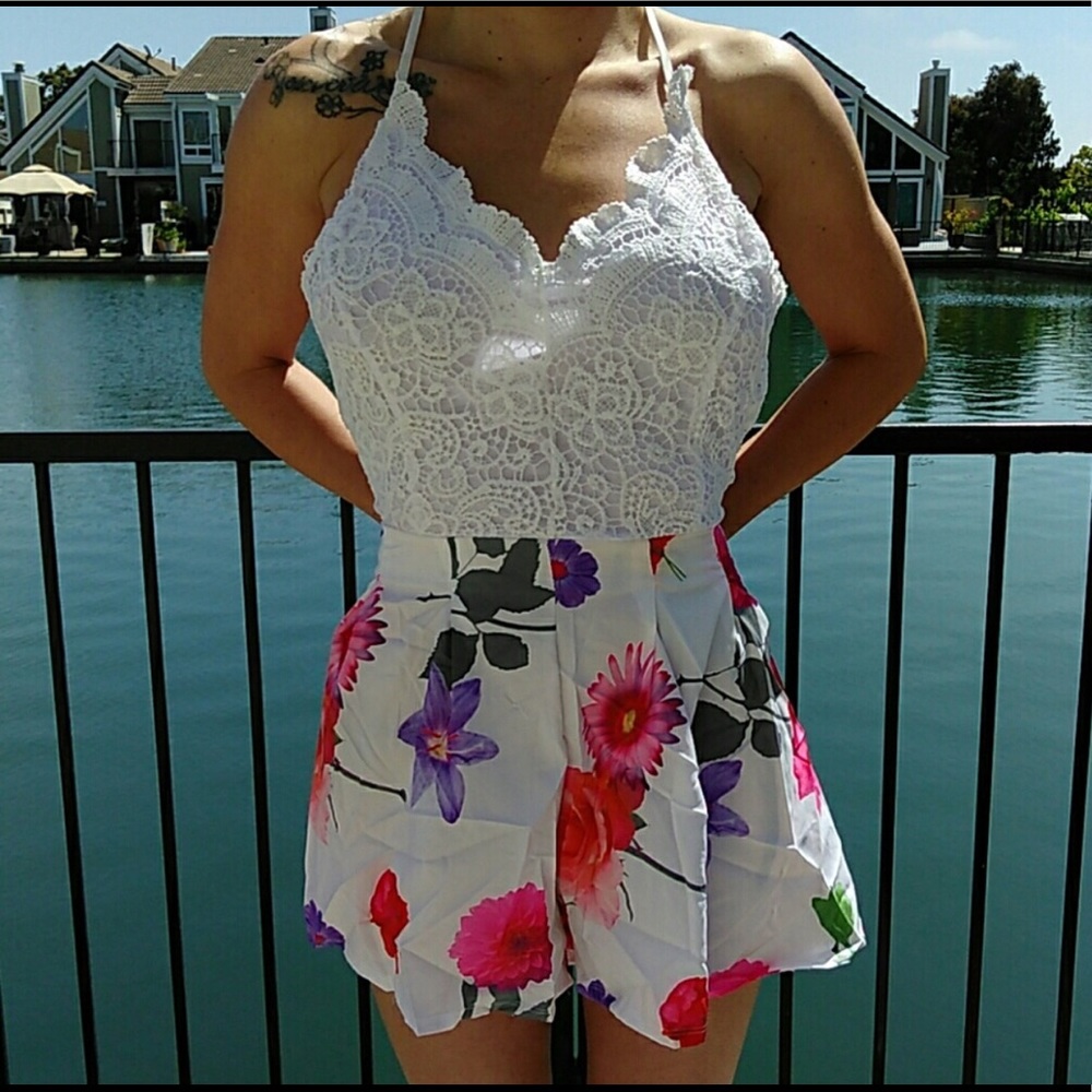Lace and Flower One Piece